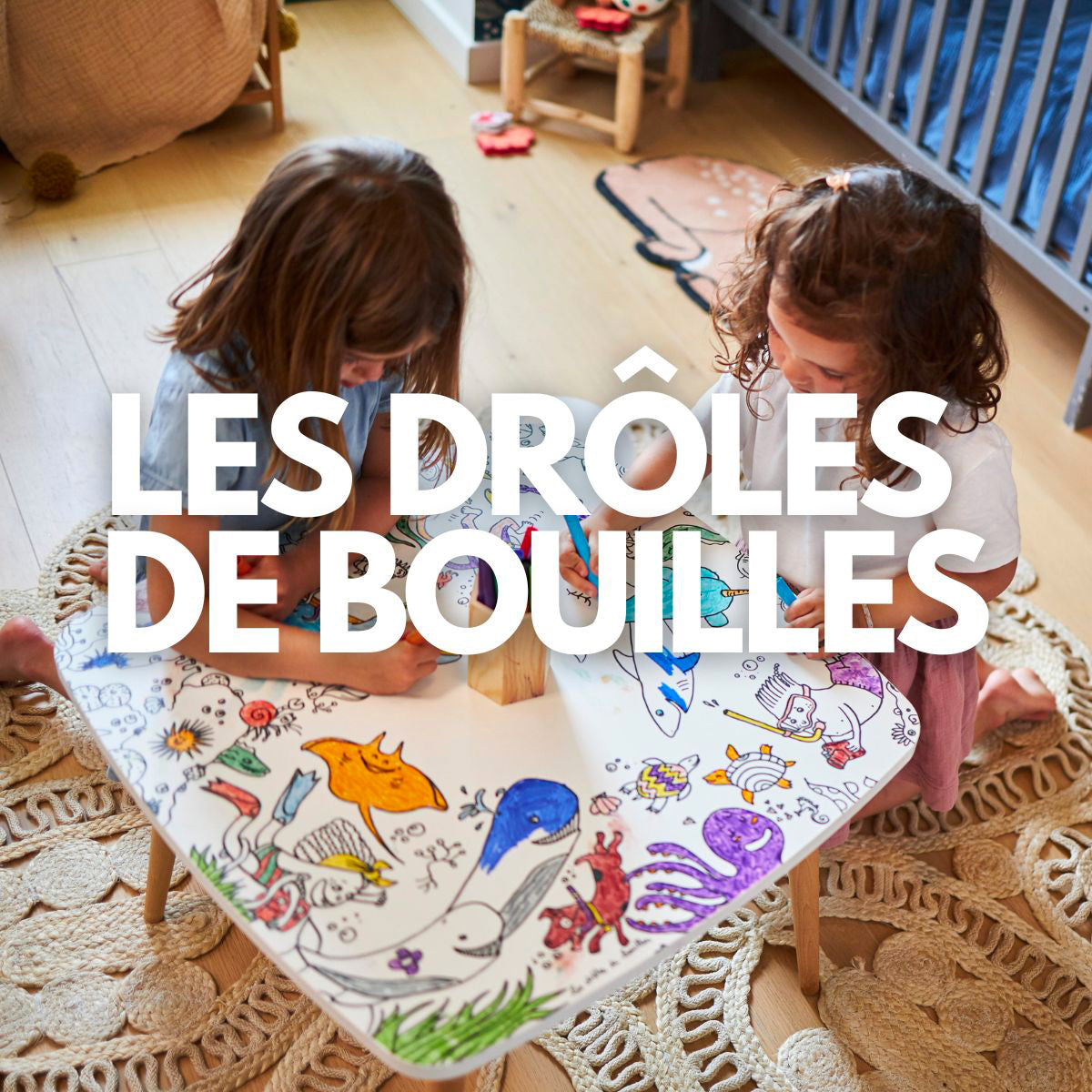 Table enfant à colorier La ferme en folie – Coloritable Les drôles