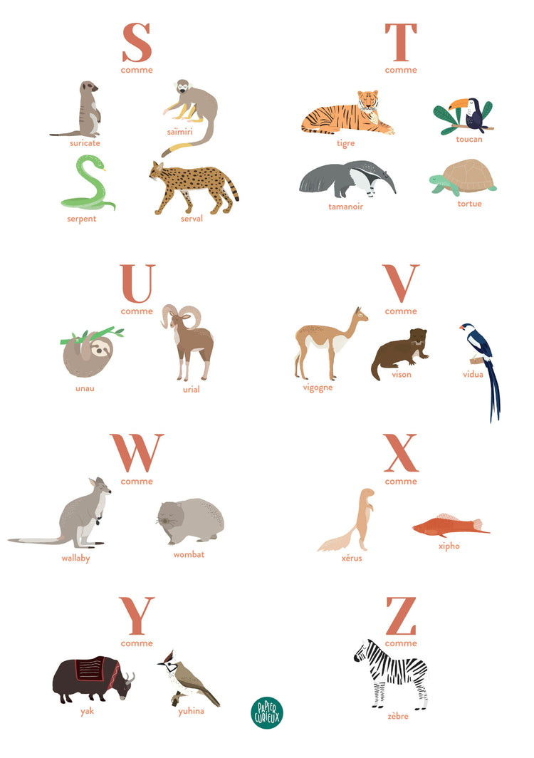 Affiche animaux chambre bébé - made in France