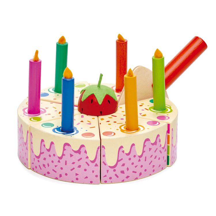 Jouet gâteau dinette en bois multicolore avec pelle à gâteau et bougies – Tender Leaf Toys