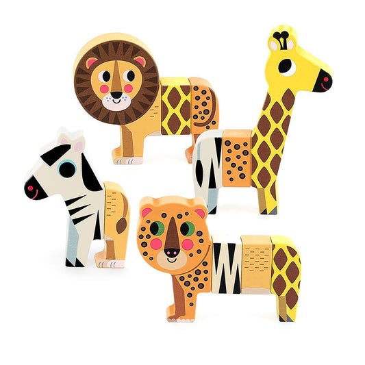 Figurines animaux 2 ans en bois aimantées VILAC, animaux de la savane à recomposer