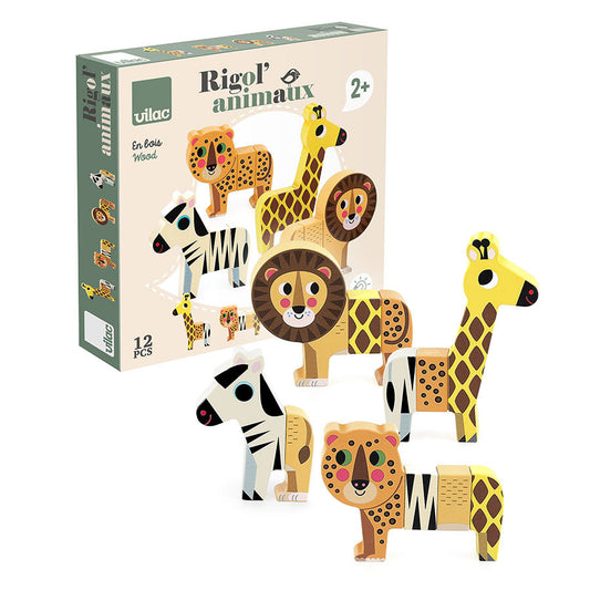 Figurines animaux 2 ans en bois aimantées VILAC, animaux de la savane à recomposer