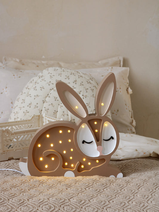 Lampe lapin marron chocolat, idée cadeau naissance originale et haut de gamme