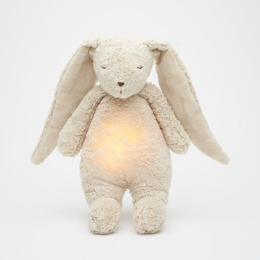 Moonie 2.0 Lapin beige sable, peluche avec veilleuse et détecteur de pleurs