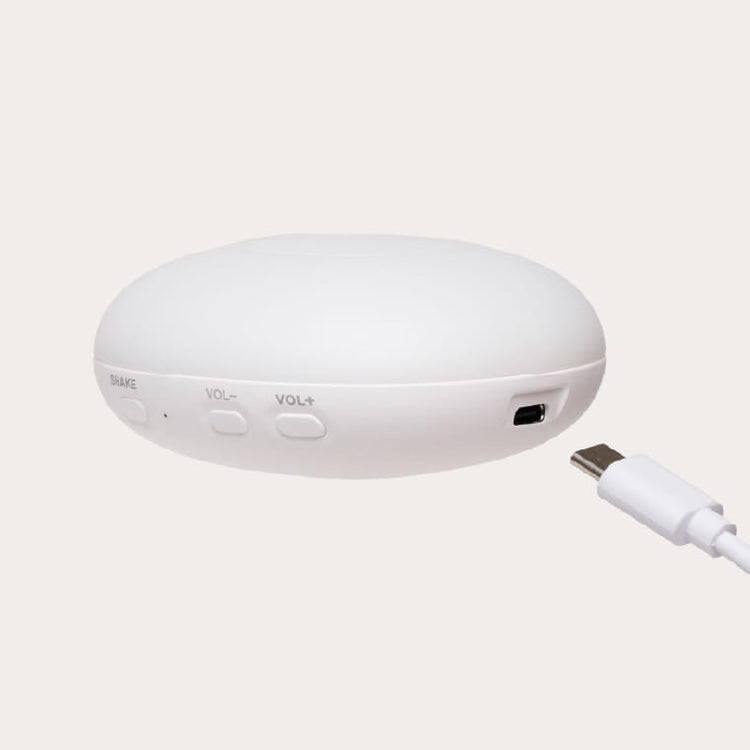 Veilleuse Moonie rechargeable, sons et lumières avec autonomie de 8h, rechargeables avec le cable USB fourni dans la boite. Moonie.