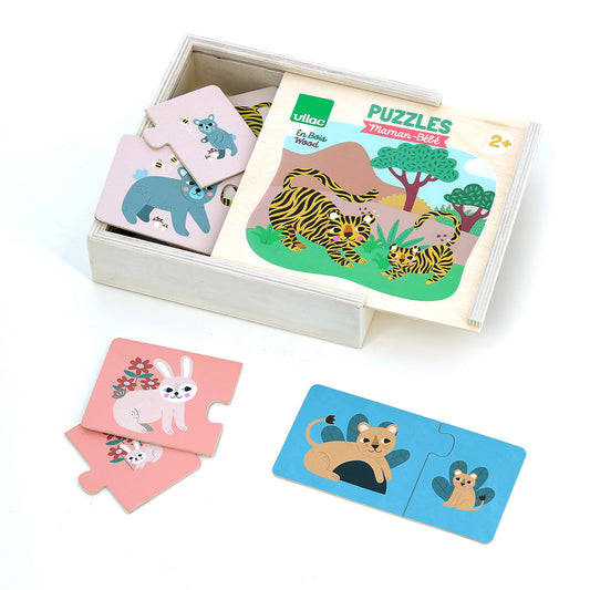 Grandes pièces faciles à saisir : puzzle bois animaux VILAC 2 ans.