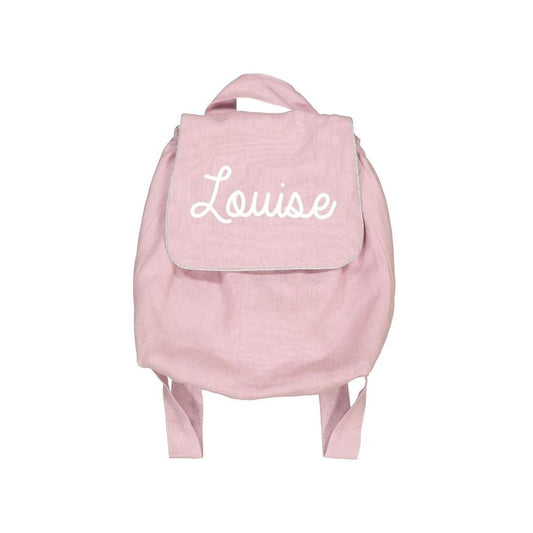 Sac à dos crèche personnalisé – lin rose poudré