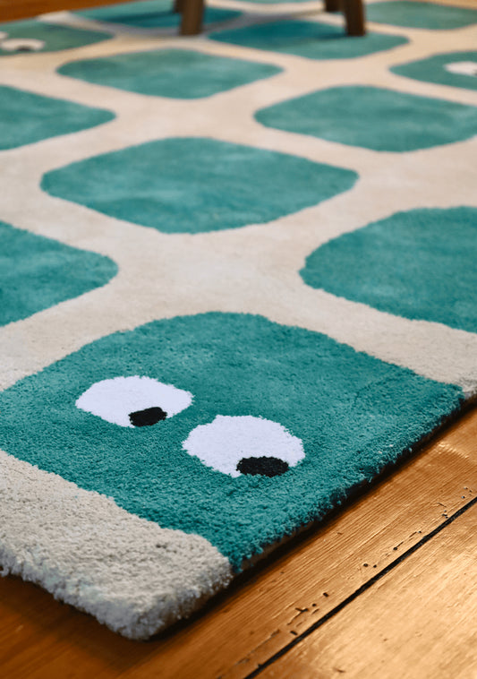 Tapis en coton certifié GOTS. Décoration chambre bébé et enfant. Tapis pour enfant coloré et sain. Bleuu-studio.