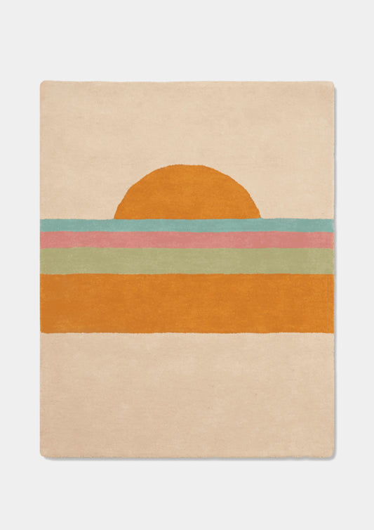 Tapis orange multicolore pour chambre enfant. Sunset. Coton doux, durable et résistant.