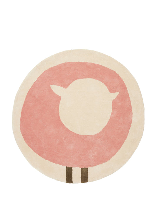 Tapis bébé doux en coton bio, motif mouton rose et beige