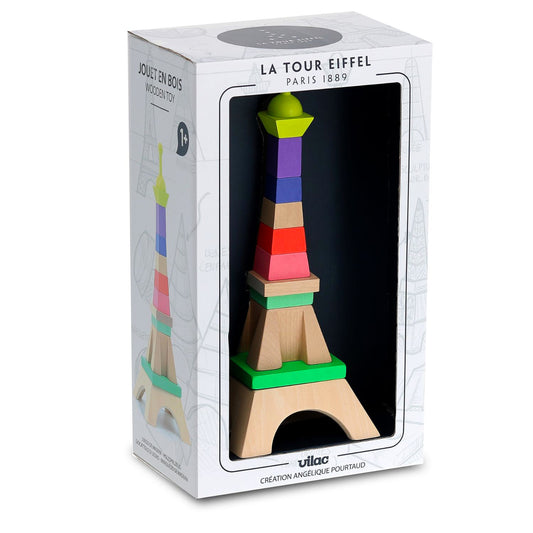 Idée cadeau 1 an. Coffret vitrine jouet à empiler Tour Eiffel VILAC, cadeau bébé 1 an.