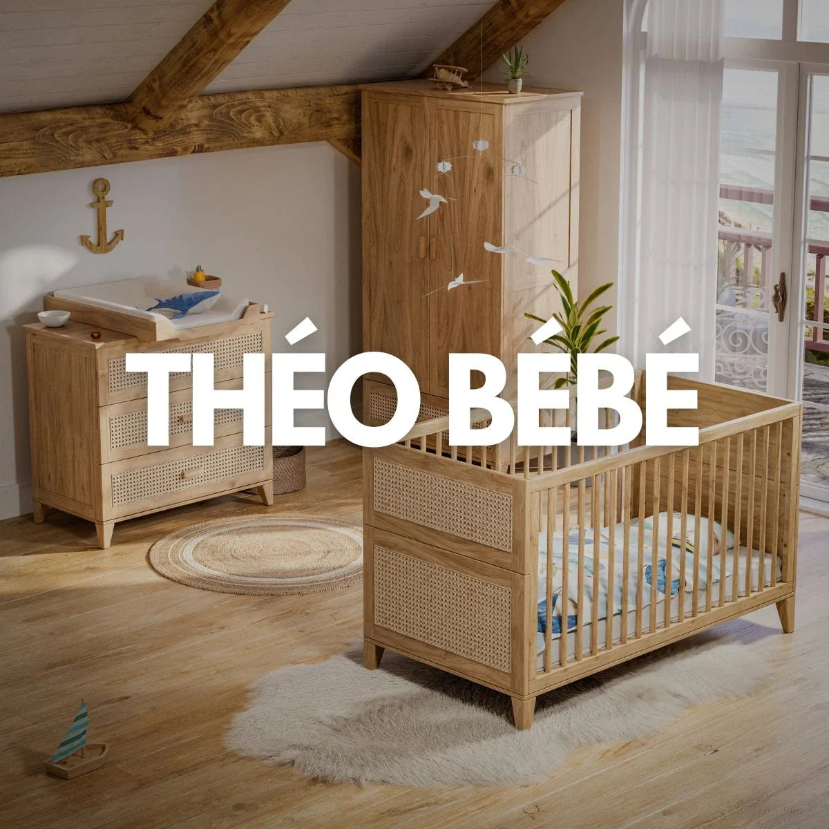 Lit bébé en bois massif et mobilier naturel pour une chambre douce | Théo Bébé