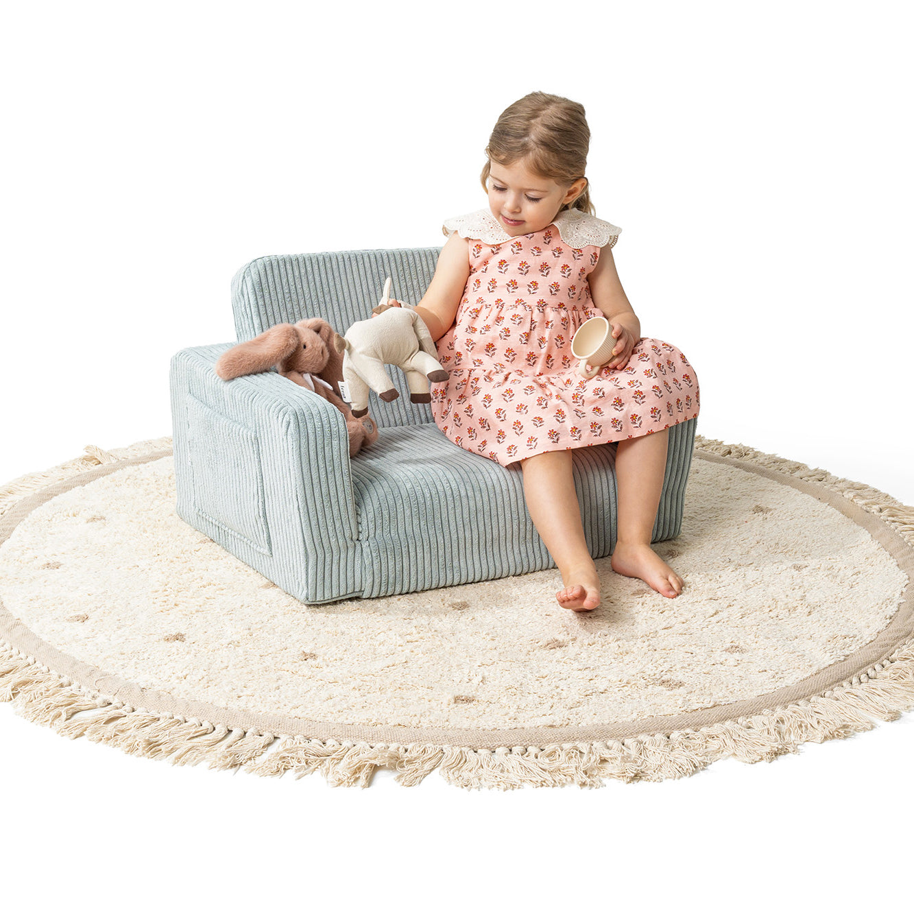 Fauteuil modulable pour enfant vert en velours côtelé Shappy