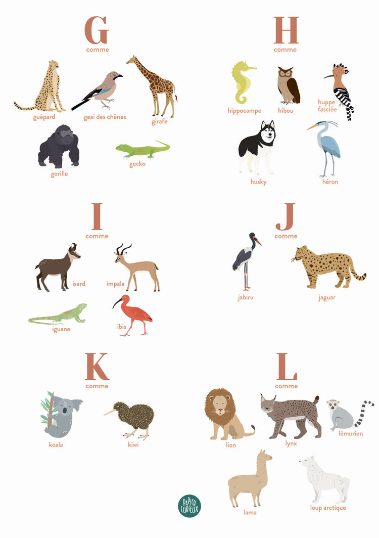 Affiche animaux chambre bébé - made in France