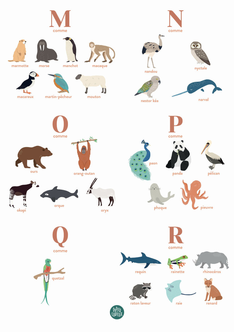 Affiche animaux chambre bébé - made in France