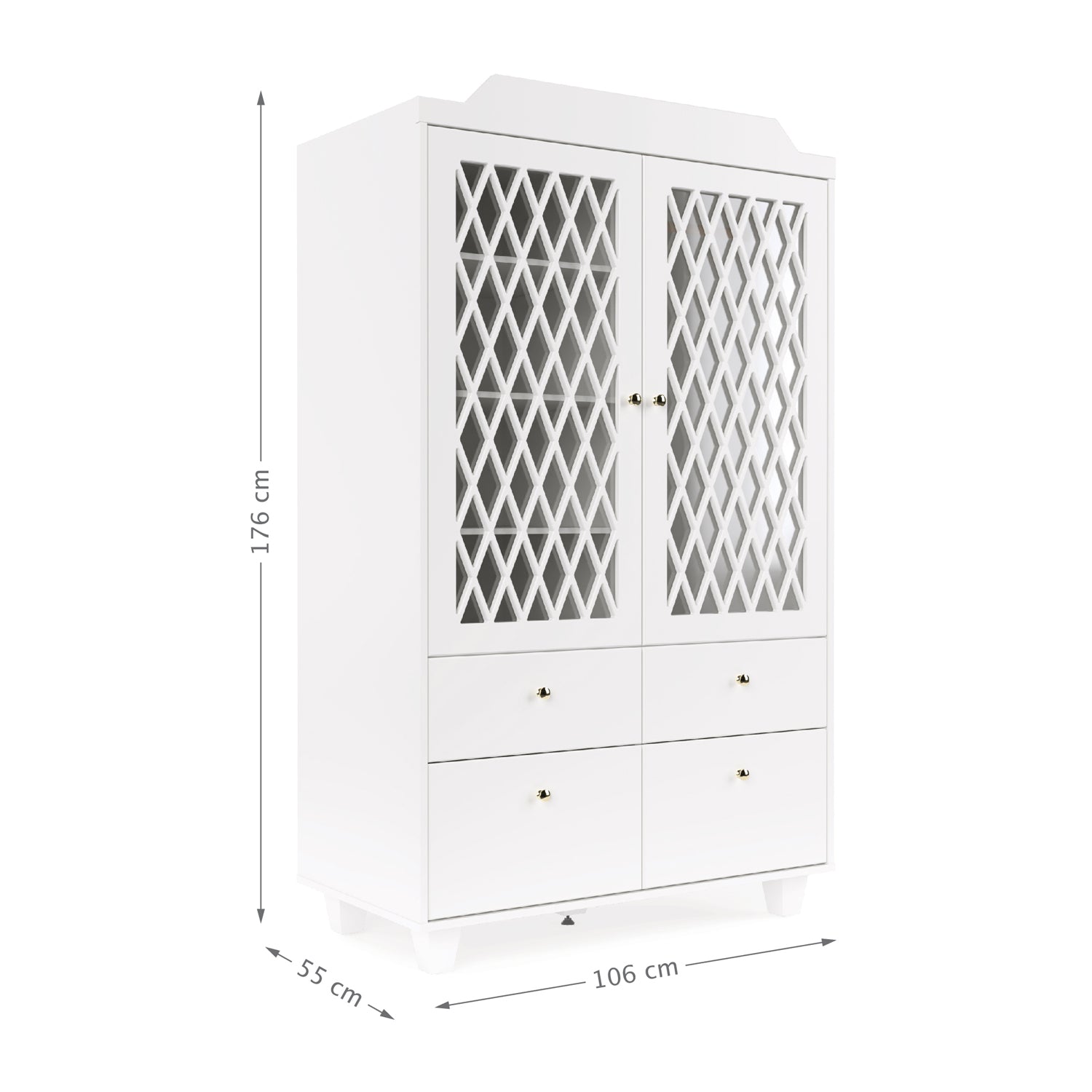Dimensions de l’armoire penderie bébé bois blanc Harlequin Cam Cam Copenhagen