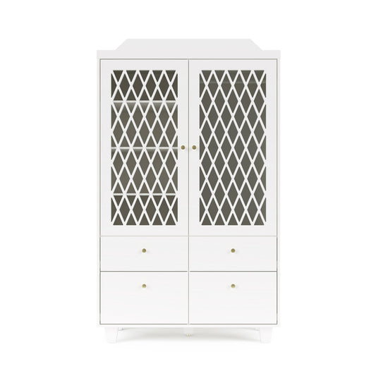 Armoire penderie bébé bois blanc Harlequin Cam Cam dans une chambre élégante pour enfant