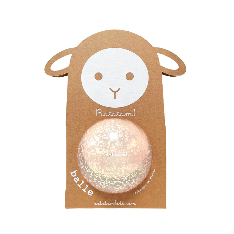Ballon transparent à paillettes roses Ratatam – fabriqué en France, diamètre 10 cm