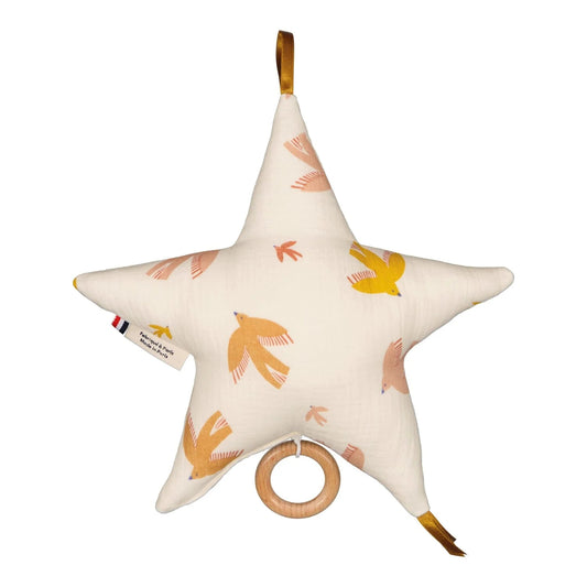 Boîte à musique Harry Potter bébé en forme d’étoile musicale motif oiseaux, made in France