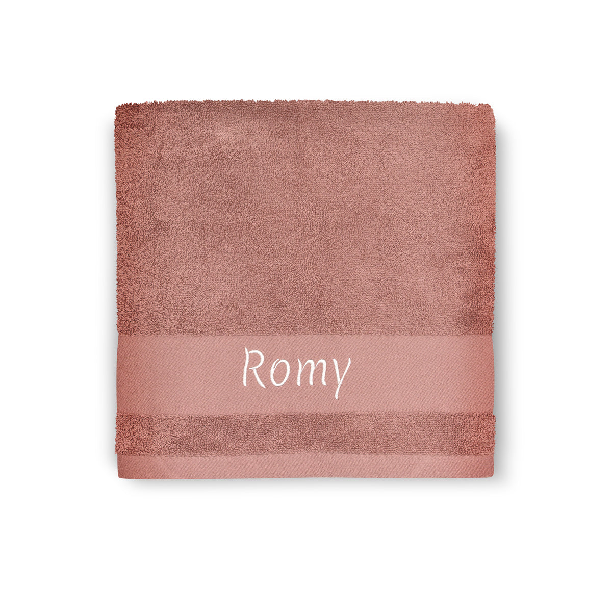 Serviette de bain bébé rose brodée avec prénom, idée cadeau naissance fille. Marsala, ecureuil