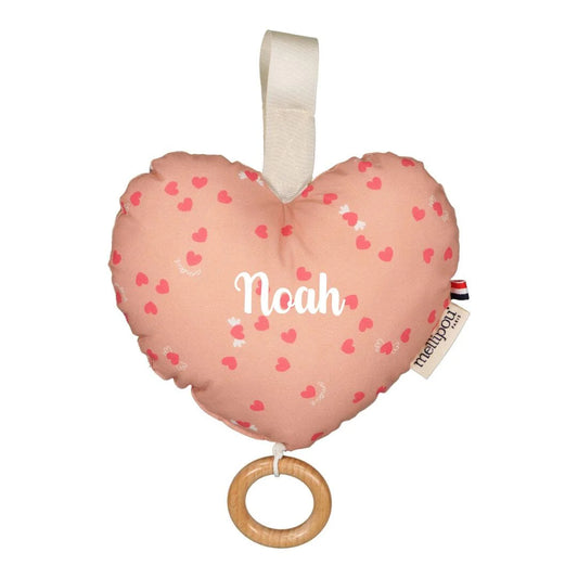 Coussin cœur musical bébé personnalisé au prénom Noah, boîte à musique pour cadeau de naissance