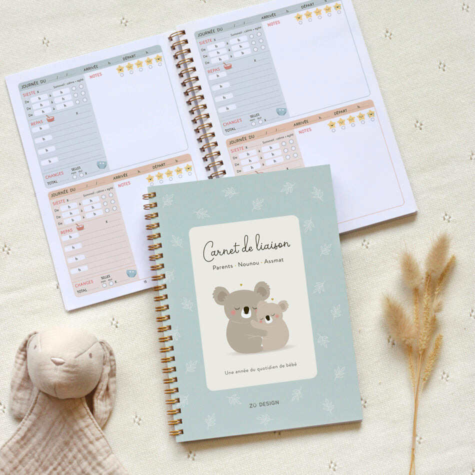 Carnet de liaison Zü pour nounou, crèche et assistante maternelle - couverture élégante format A5