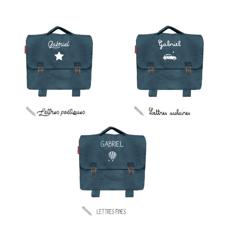 Cartable maternelle bleu personnalisé - Bleu pétrole