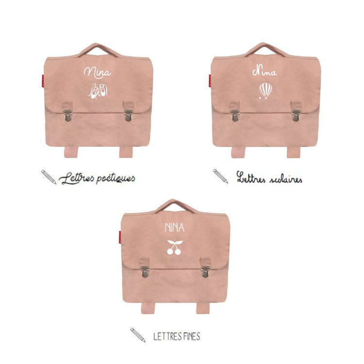 Cartable maternelle rose personnalisé au prénom – Rose poudré