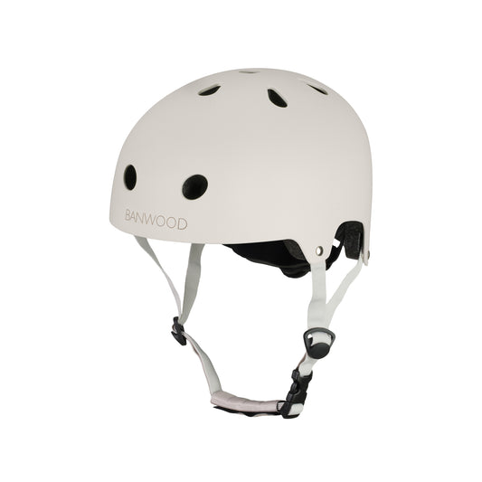 Casque vélo enfant ajustable Banwood assorti gamme Eco. Beige ivoire.