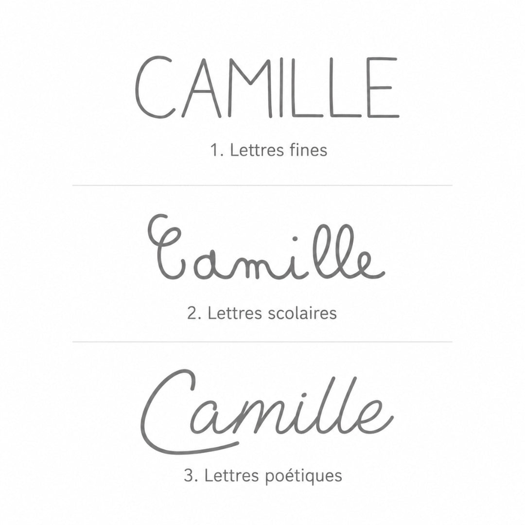 Ecriture au choix parmi 3 typographies