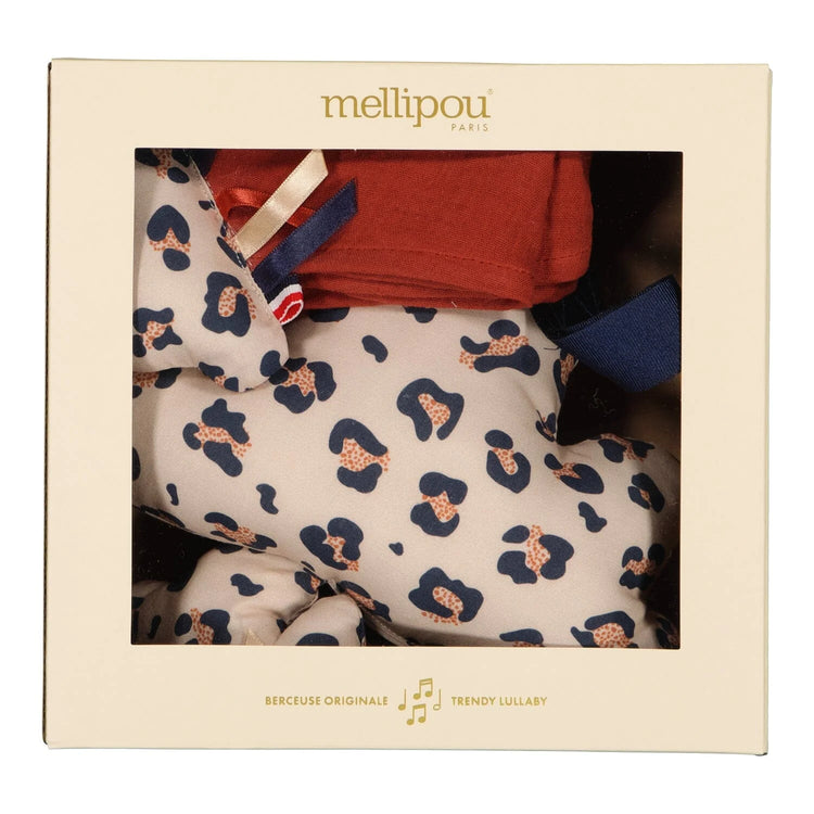 coffret naissance bébé personnalisé nuage musical léopard et doudou lange musique la boum