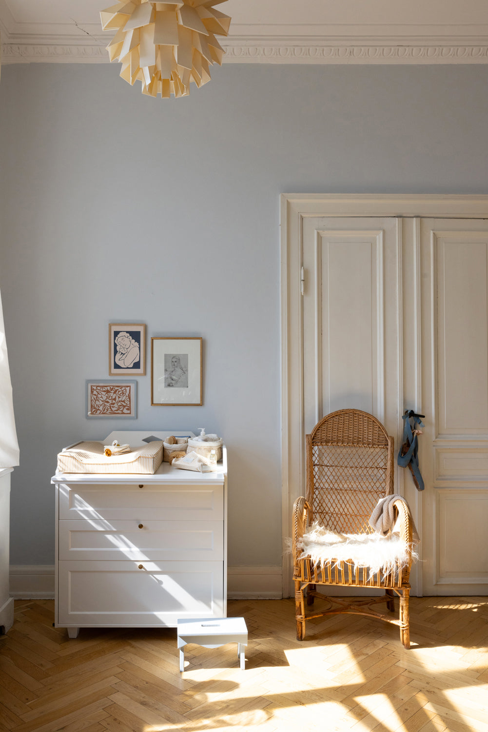 Commode à langer 3 tiroirs Luca en bois blanc vue de face