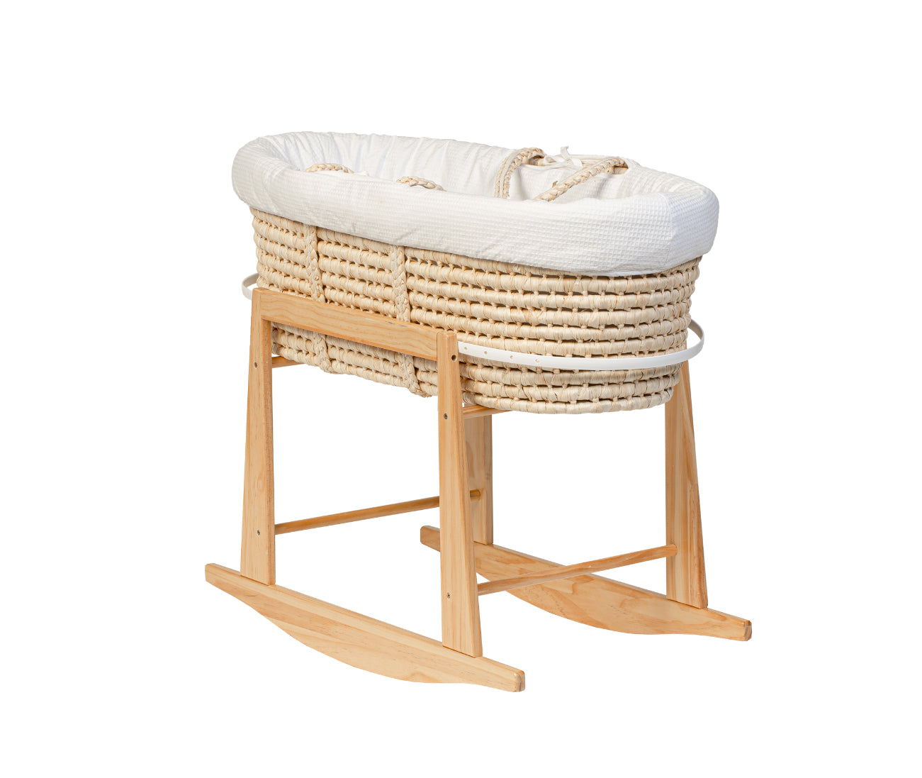 Couffin nouveau né avec pied, support à bascule. Design vintage. Convient pour le sommeil de bébé dès la naissance et jusqu'à 6 mois, 9 kg maximum. 
