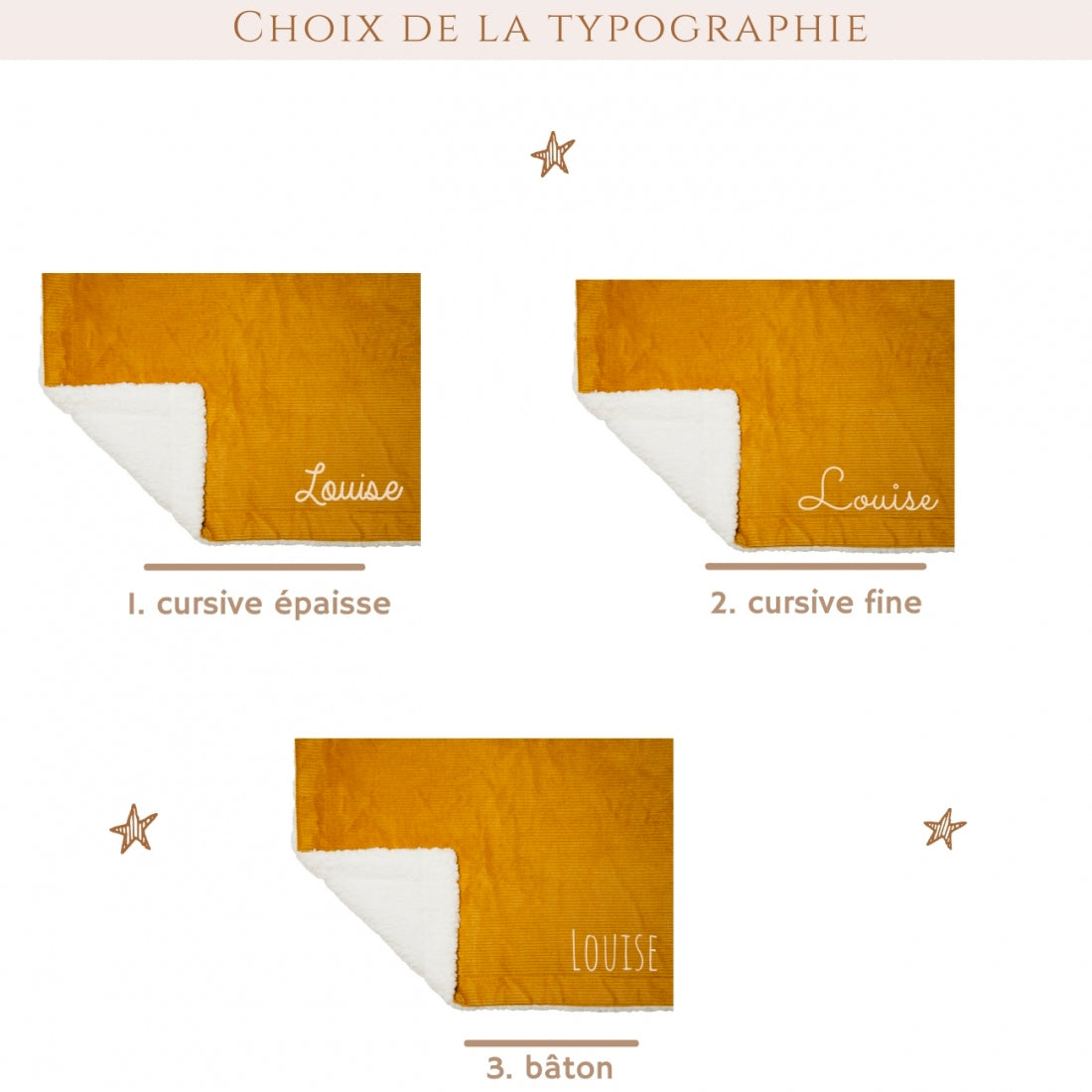 Couverture prénom bébé jaune moutarde, livraison France métropolitaine.