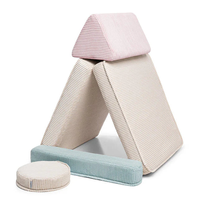 Fauteuil chauffeuse enfant Shappy en velours côtelé Lollipop pastel, modulable et confortable