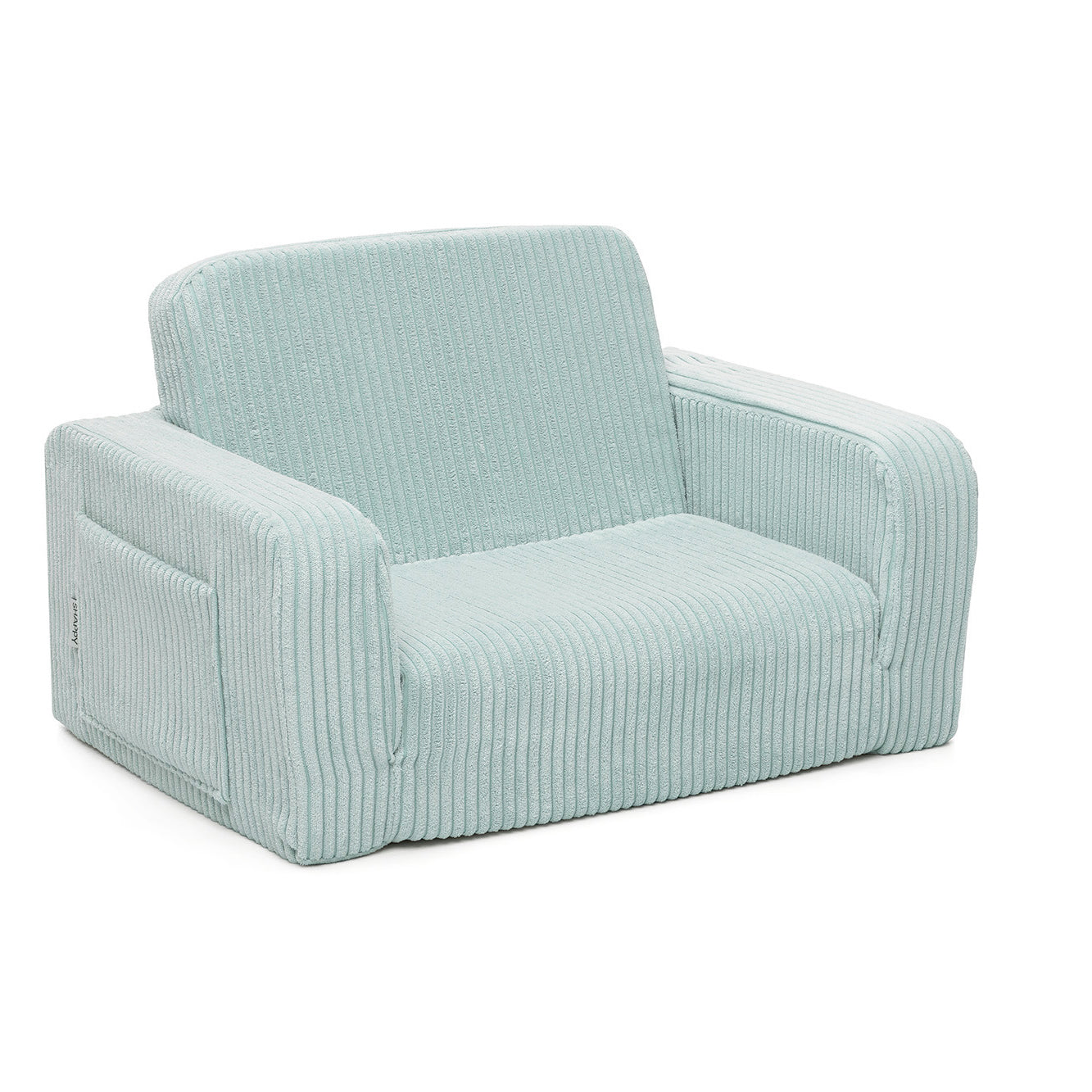 Fauteuil cosy enfant vert en velours côtelé, idéal pour chambre enfant