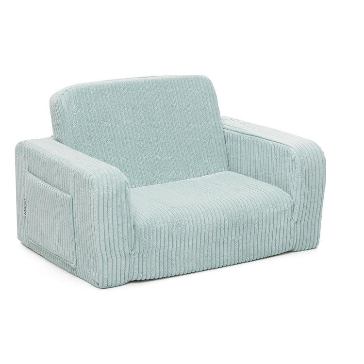 Fauteuil cosy enfant vert en velours côtelé, idéal pour chambre enfant