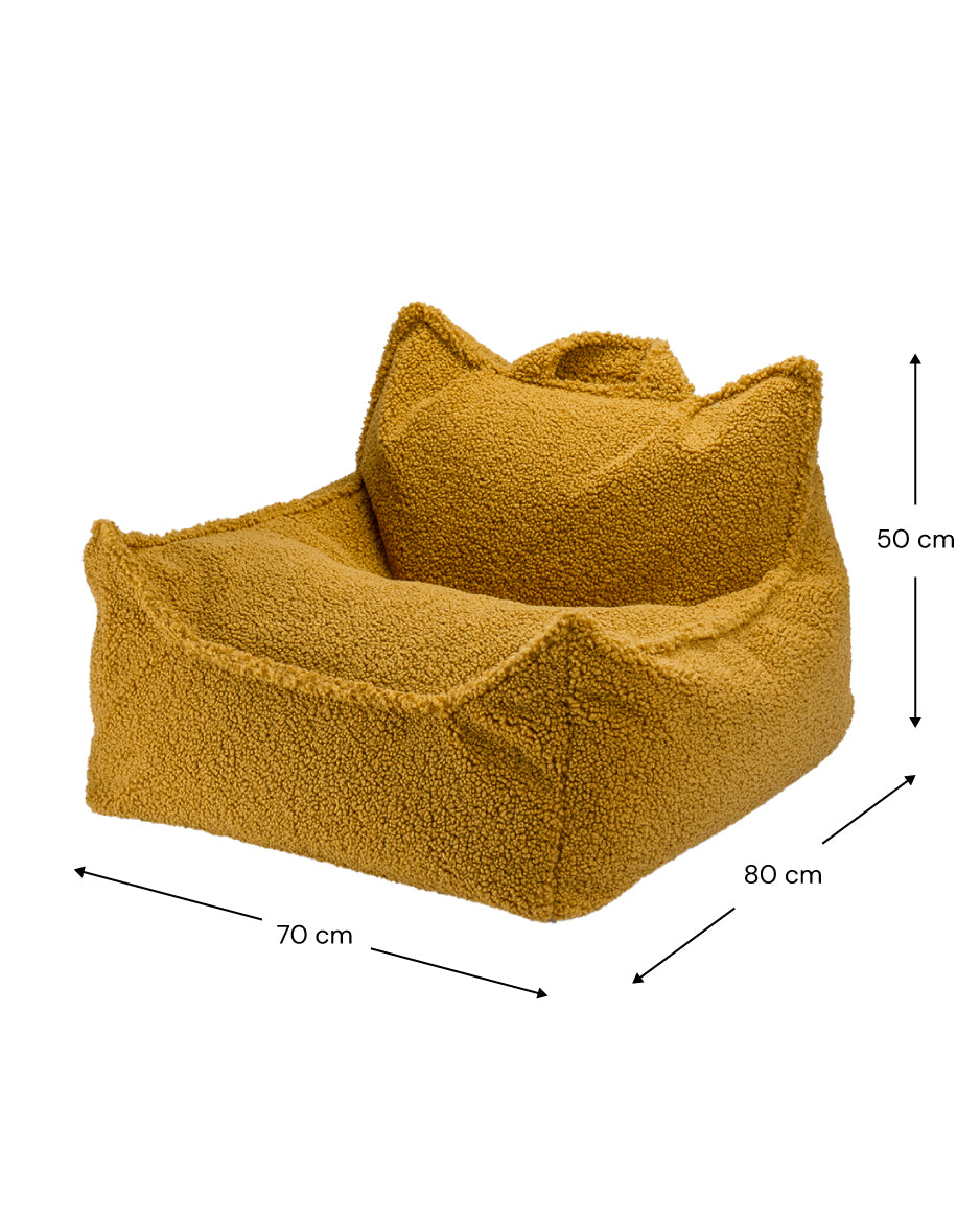 Dimensions fauteuil pour enfant, pour lire et se reposer. Couleur érable. Wigiwama.
