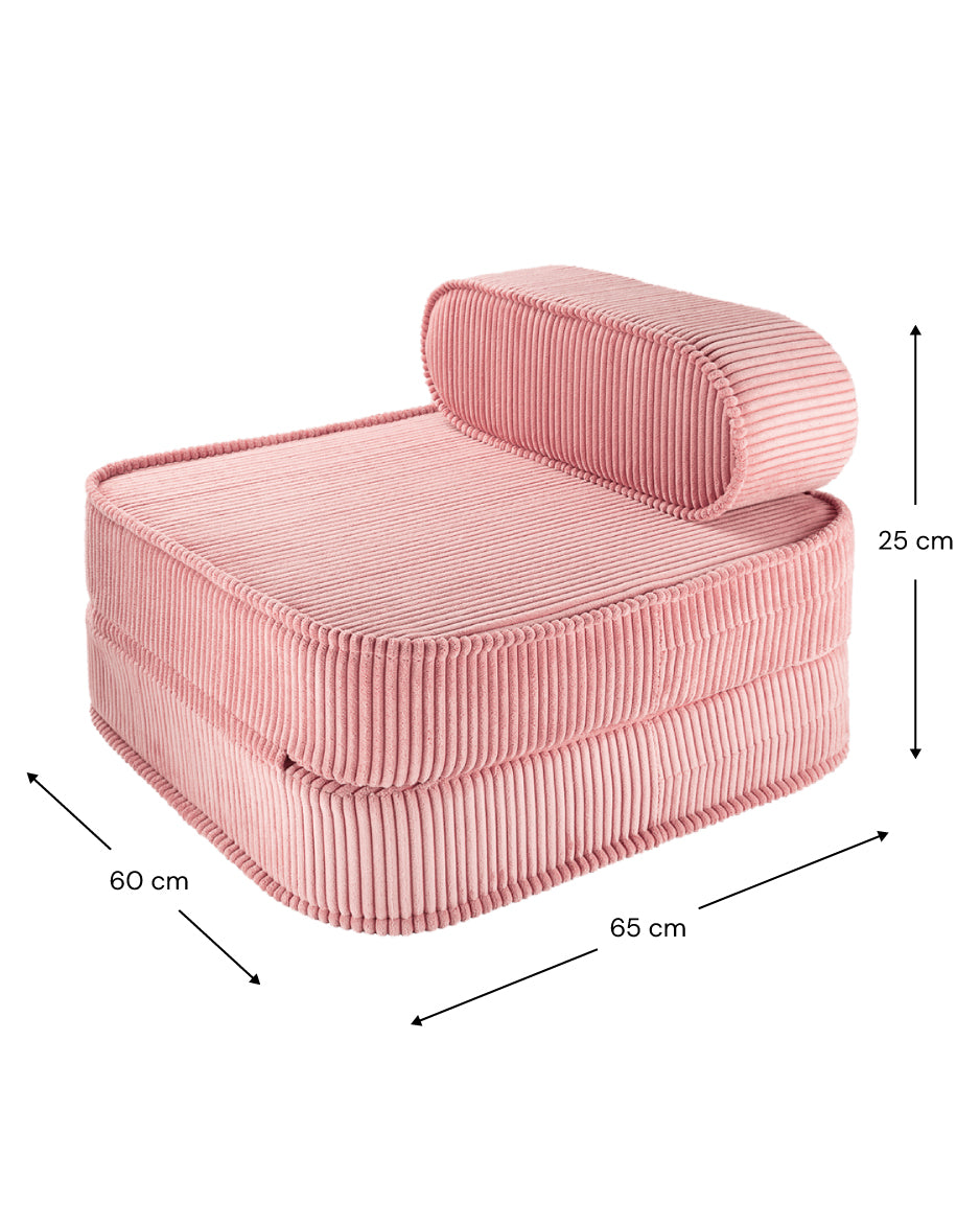 Fauteuil enfant convertible en velours côtelé rose Wigiwama