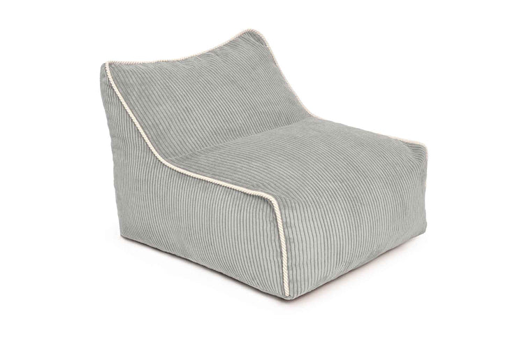Fauteuil enfant en mousse Kumo Shappy gris caillou en velours côtelé premium