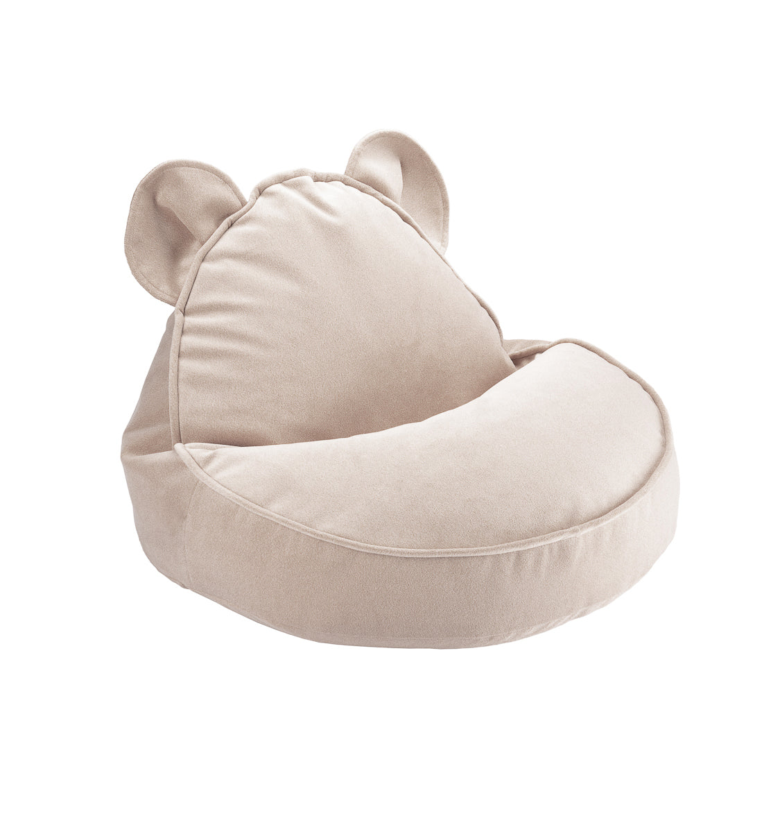 Fauteuil enfant ours beige. En velours doux. Confortable et design. Original. Fauteuil Wigiwama, fabriqué en Europe.