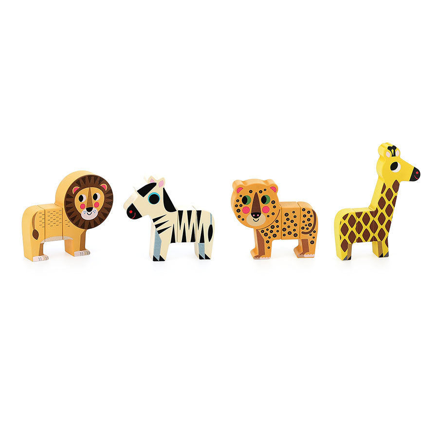 Figurine aimantée enfant 2 ans, animaux de la savane en bois illustrés par Ingela P. Arrhenius