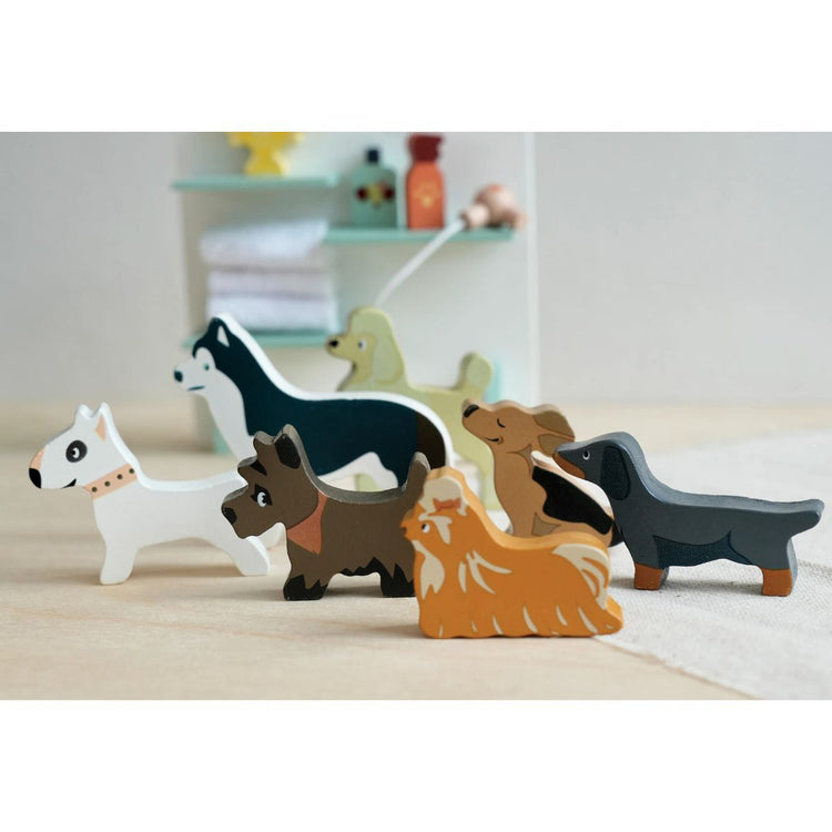 figurines de chiens jouet en bois pour salon de toilettage enfant