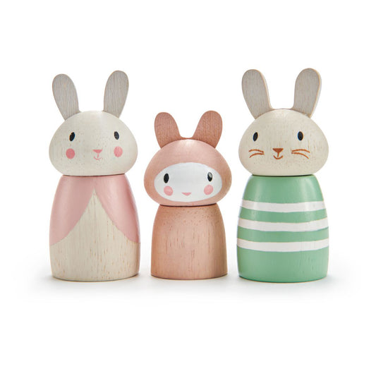 Famille de lapins en bois Tender Leaf Toys pour jeux d’imagination enfant