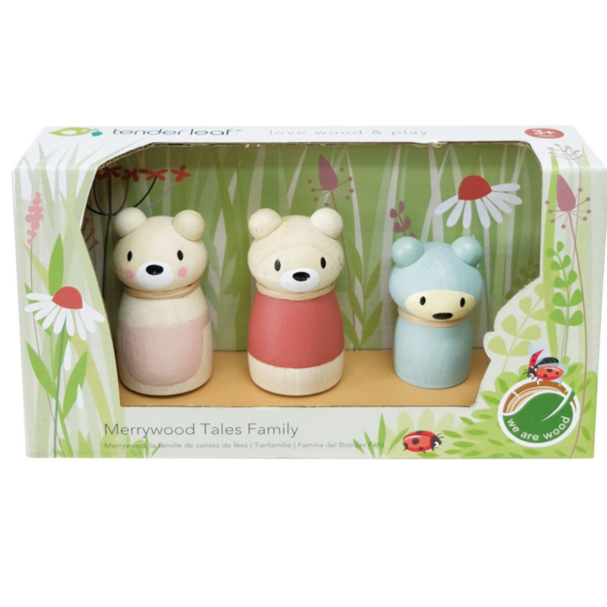 Famille de 3 figurines oursons en bois Tender Leaf Toys dans leur coffret