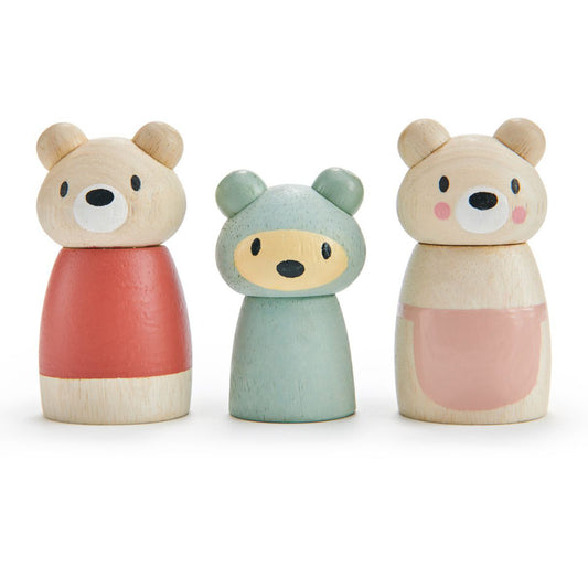 Famille d’oursons en bois pour jeux d’imagination enfant dès 3 ans