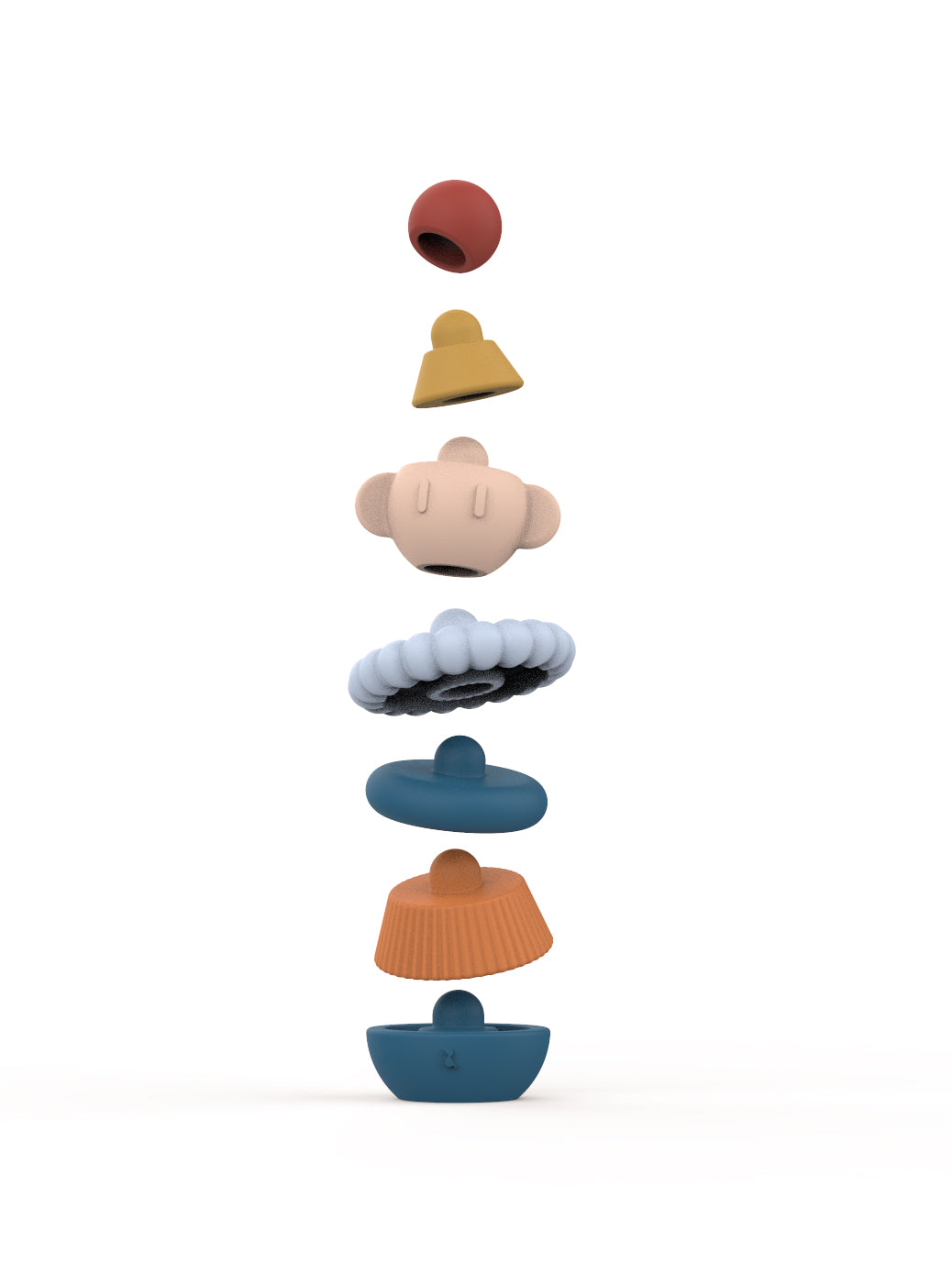 7 pièces à empiler, en silicone alimentaire. Jouet à empiler ludique et original. Idée cadeau premier noel. 