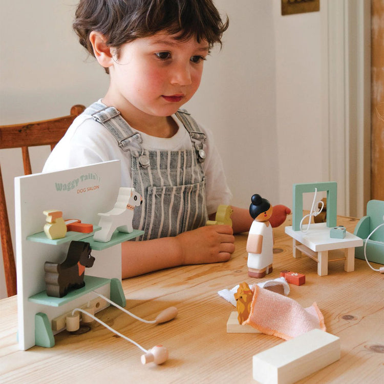 Jouet en bois salon de toilettage pour chien idée cadeau enfant 3 ans