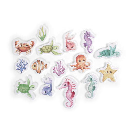 Lot de 15 jouets de bain en mousse pour enfant. En forme amusante et colorée des animaux marins. Jeux de bain en mousse dès 18 mois. 