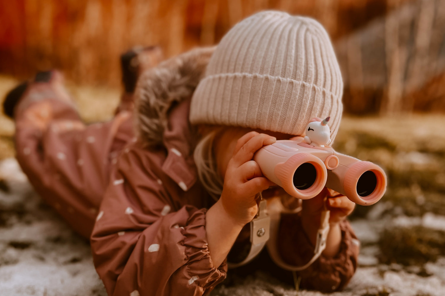 Jouet exploration jumelles licorne rose pour enfant dès 3 ans