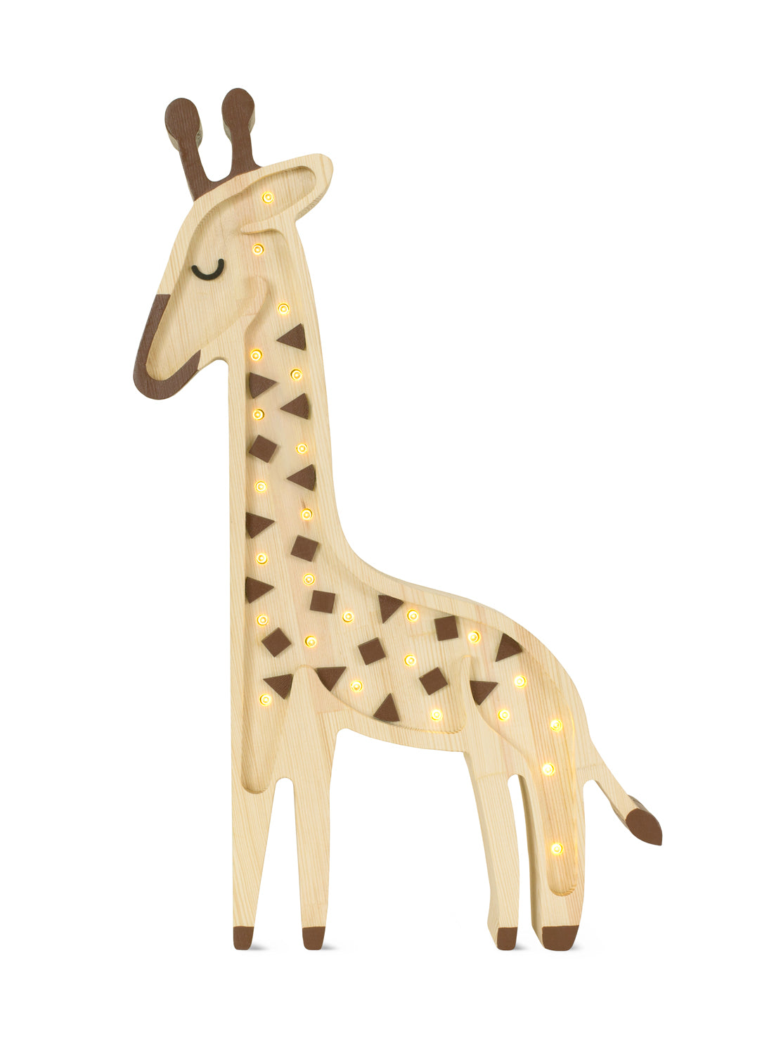 Lampe girafe en bois naturel, design épuré